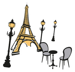 Tour Eiffel avec lampadaires
