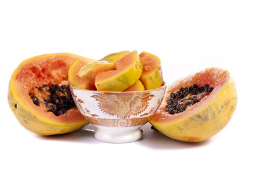 papaya fruit sliced