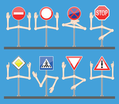Traffic signs with hands