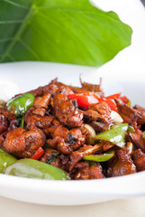 Chili fried chicken meat