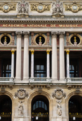 Close up of the Academie De Musique in Paris