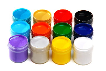Set of acrylic paints for painting fabrics.