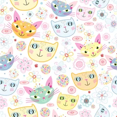 Washable wall murals Cats pattern of portraits of cats
