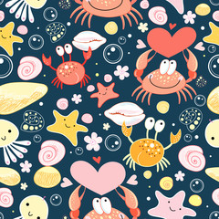 pattern of crabs and sea stars
