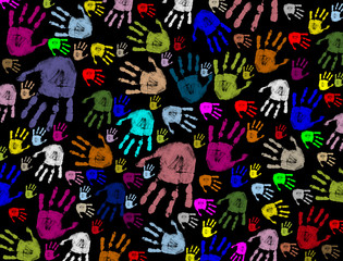 colorful hand prints