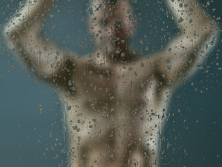 man in shower