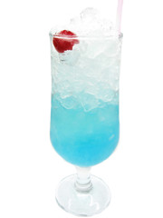 alcoholic liqueur cocktail with cherry blue curacao