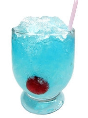 alcoholic liqueur cocktail with cherry blue curacao