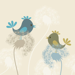 Bird on a dandelion