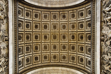 Close up details underneath the Arc de Triomphe in Paris