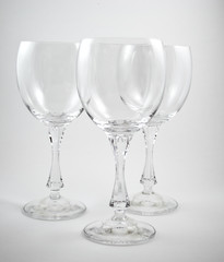 Three crystal  wine glasses