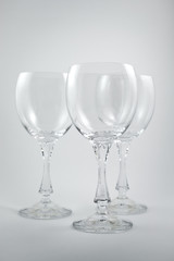 Three crystal  wine glasses