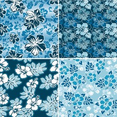 hibiscus seamless vector patterns © PrintingSociety