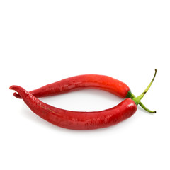Long red chili as a mouth