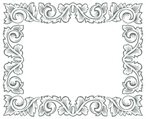 retro branch engrawing border