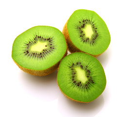Image of sliced kiwi isolated over white