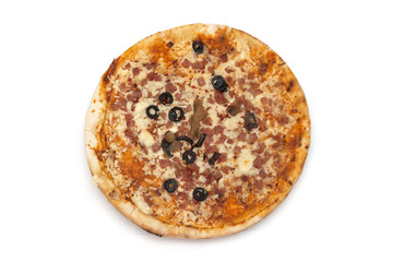 tasty Italian pizza, isolated on white background.