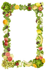 The frame made of  fruits and vegetables