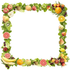 The frame made of  fruits  on a white background