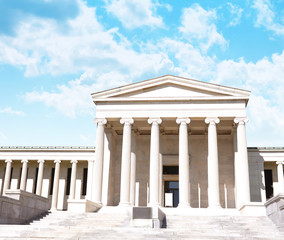 Fototapeta premium City Justice Law Courthouse with Clouds