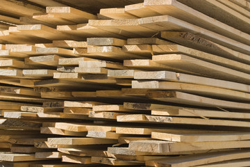 Stack of wooden boards.