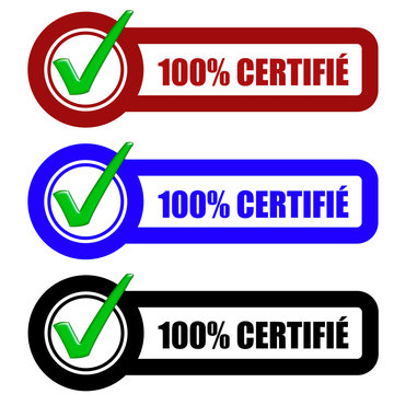 Checkbox Schild 3er 100% CERTIFI&Eacute;