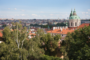 Aerial Cityscape of Praha, seen from the hill Hradcany