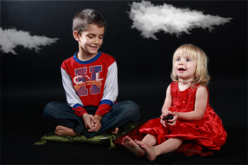 Children playing a fairy tale