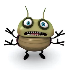 Abwaschbare Fototapete Süße Monster Angst vor grünem Käfer