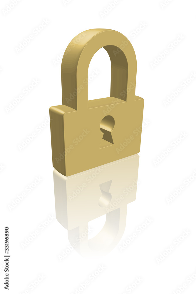 Aufkleber 3d padlock icon (connection security secured access web button)