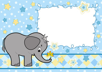Baby greeting card with elephant.