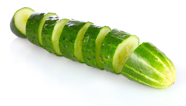 sliced ​​cucumber isolated on white
