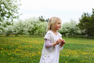 little girl in spring park