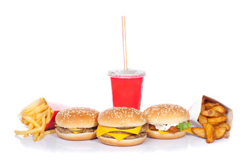 fast food set (focus on central burger)