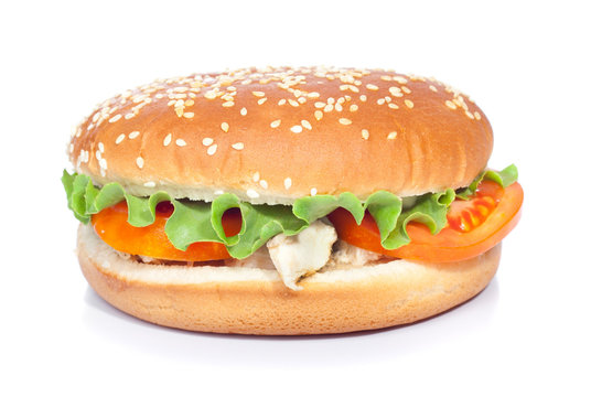 chickenburger isolated on white