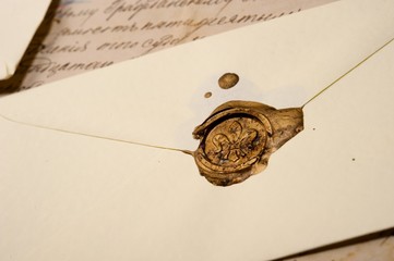 Vintage envelope with wax stamp