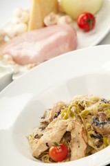 Pasta with chicken and mushrooms