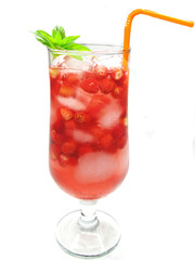 red cold lemonade with wild strawberry