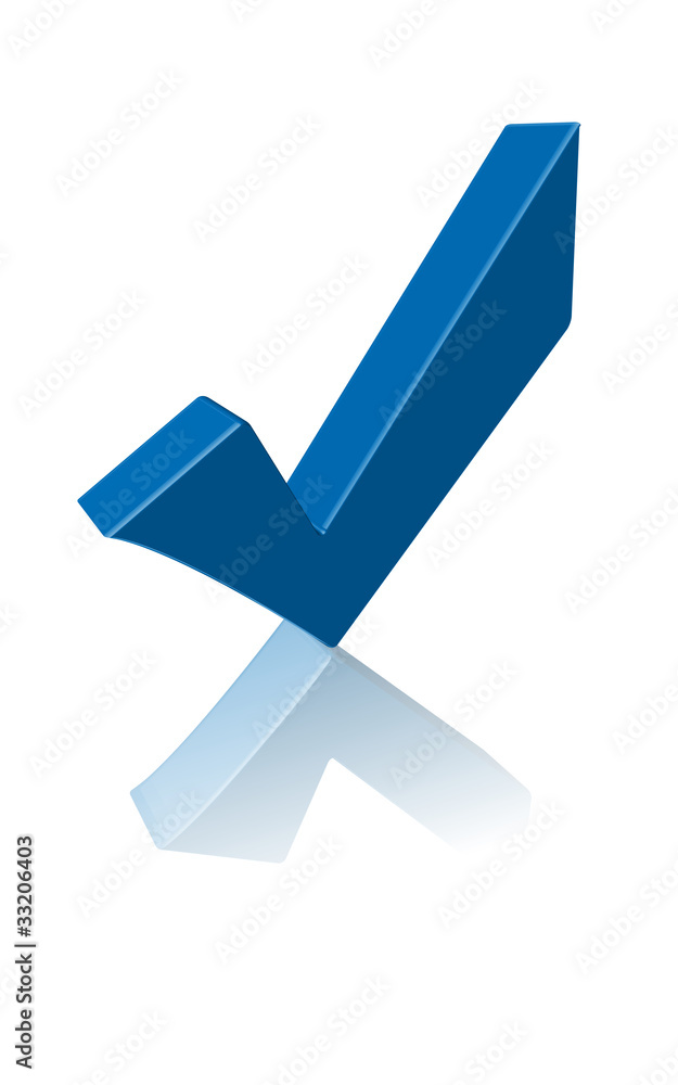 Poster blue tick (next validate submit confirm ok yes go 3d image)