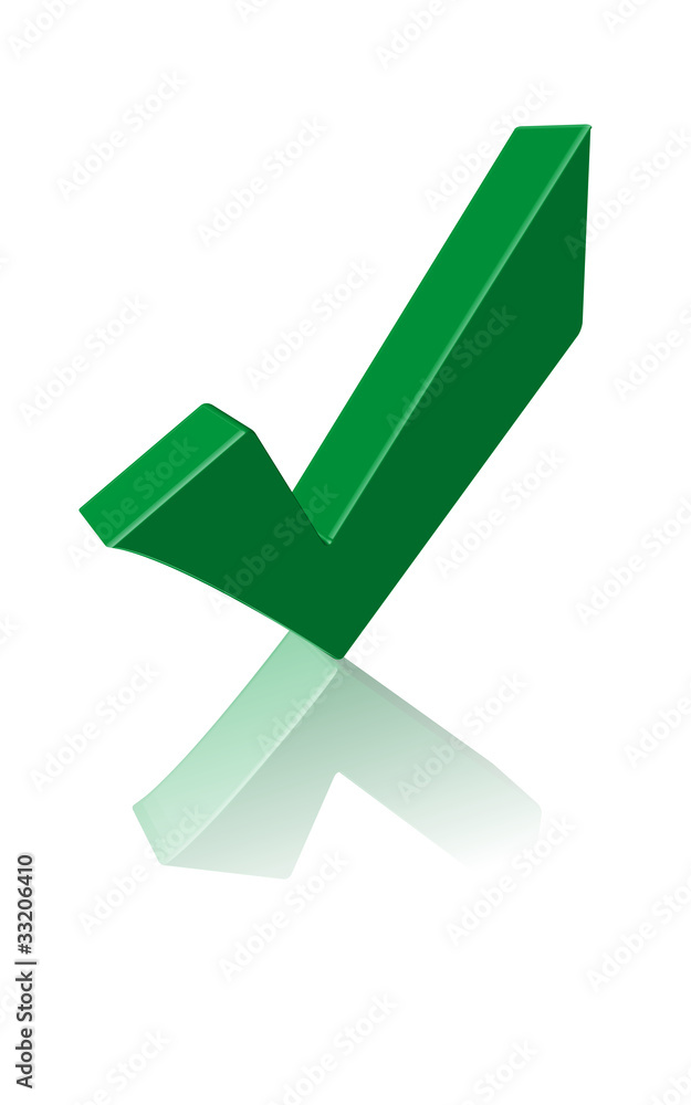 Poster 3d green tick (next validate submit confirm ok yes go image)