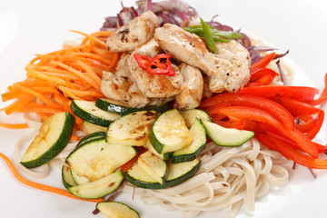 meat with vegetables and noodles