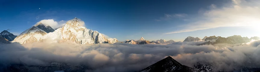 Photo sur Plexiglas Everest Panorama de l& 39 Everst et du Nuptse depuis le Kala Patthar
