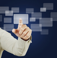 hand pushing on a touch screen interface