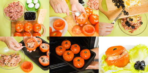 cooking of baked farci tomato