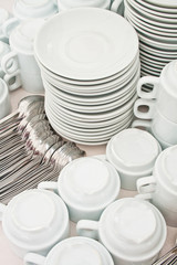 pile tea tableware