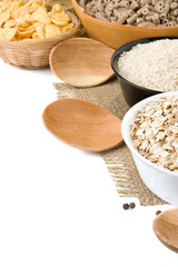 several plate with rice and cereals