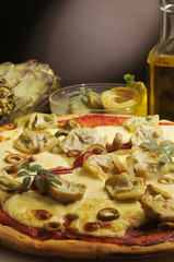 Pizza con alcachofas