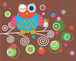 a colourful fantasy owl