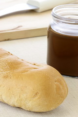 fresh and delicious french baguette and hazelnut spread