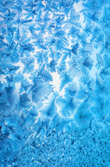 Frosty  natural  pattern at a winter window glass
